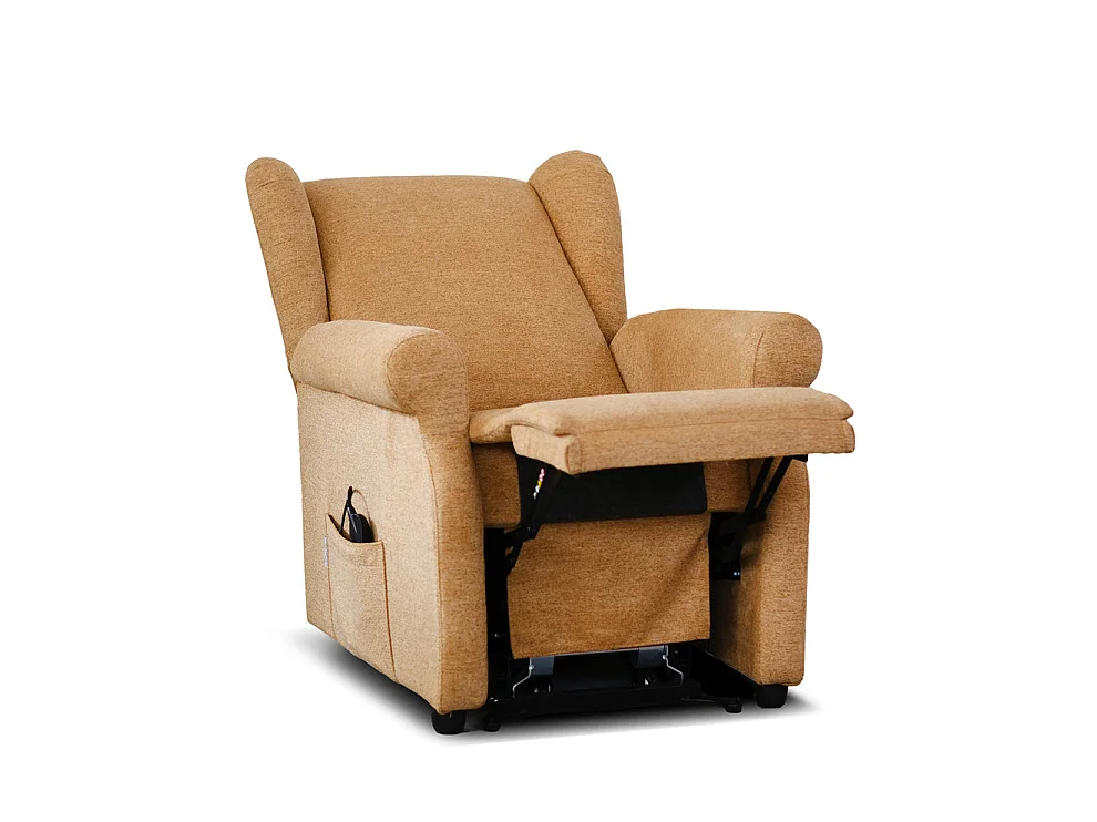 Poltrona relax elettrica con telecomando in tessuto beige