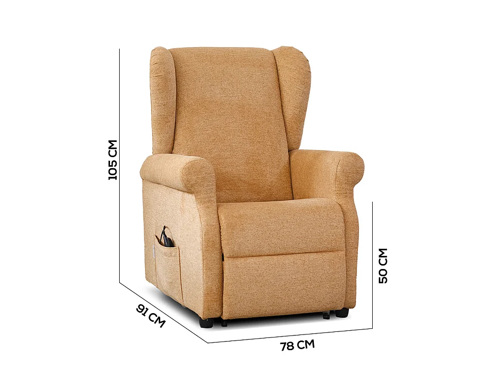 Poltrona relax elettrica con telecomando in tessuto beige