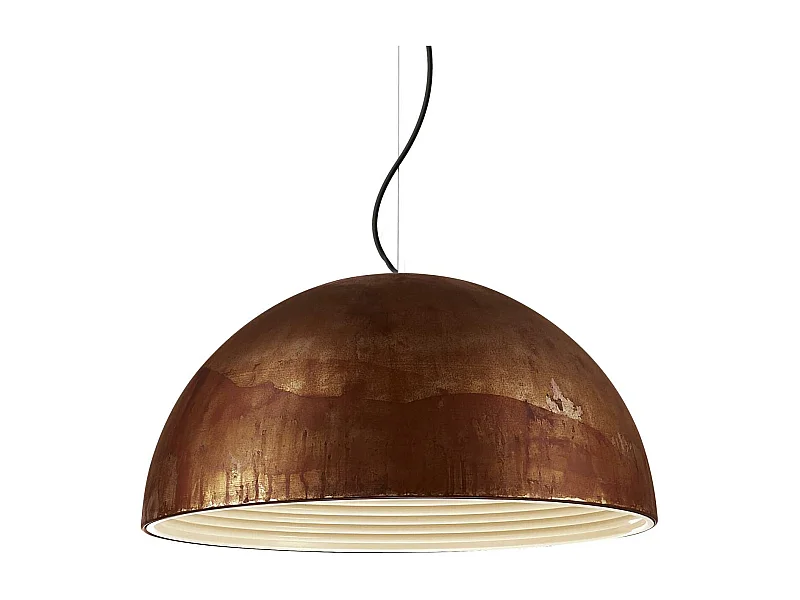 Suspension cloche en cuivre oxydé en métal avec intérieur vague