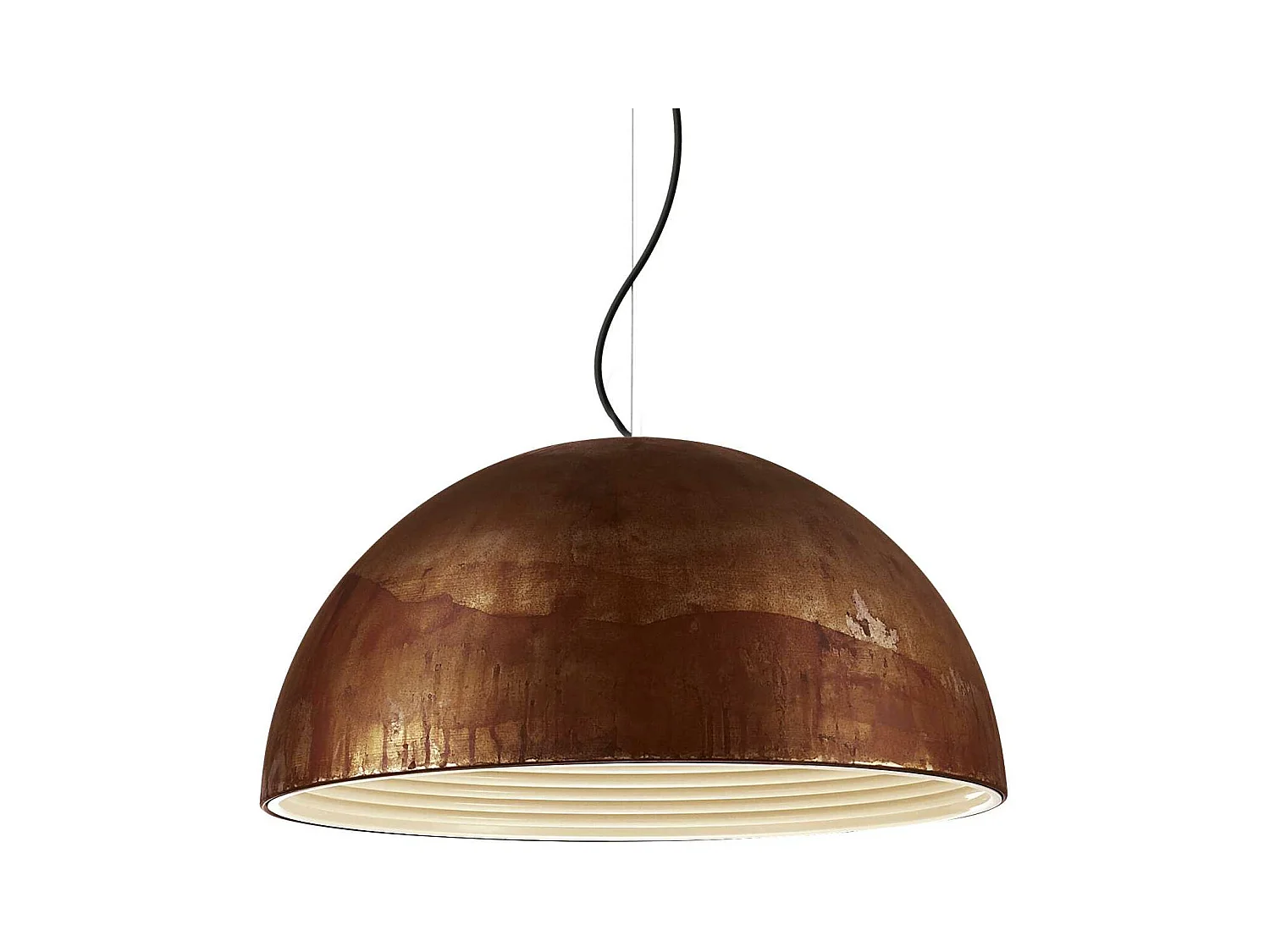 Suspension cloche en cuivre oxydé en métal avec intérieur vague