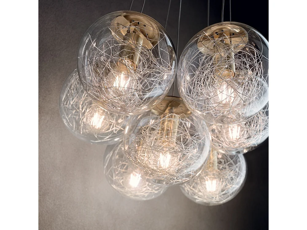 Ideal Lux Mapa - 7 Licht Cluster Decke Anhänger Messing