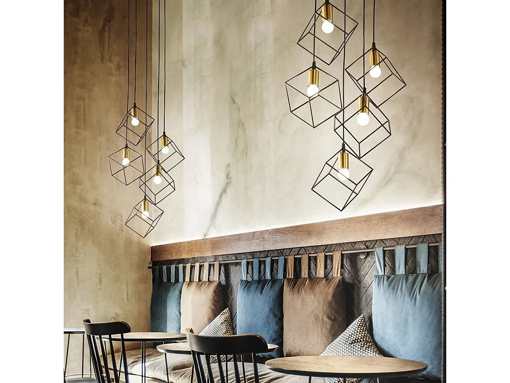 Ideal Lux ICE - Indoor 5 Lichter Cage Cluster-Hängelampe Deckenpendelleuchte Schwarz, E27