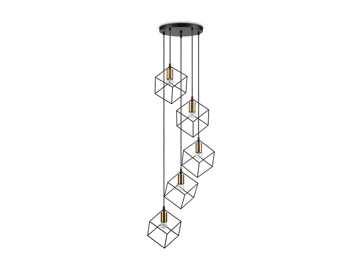 Ideal Lux ICE Suspension d'intérieur à 5 lumières en forme de cage en grappe, noir, E27