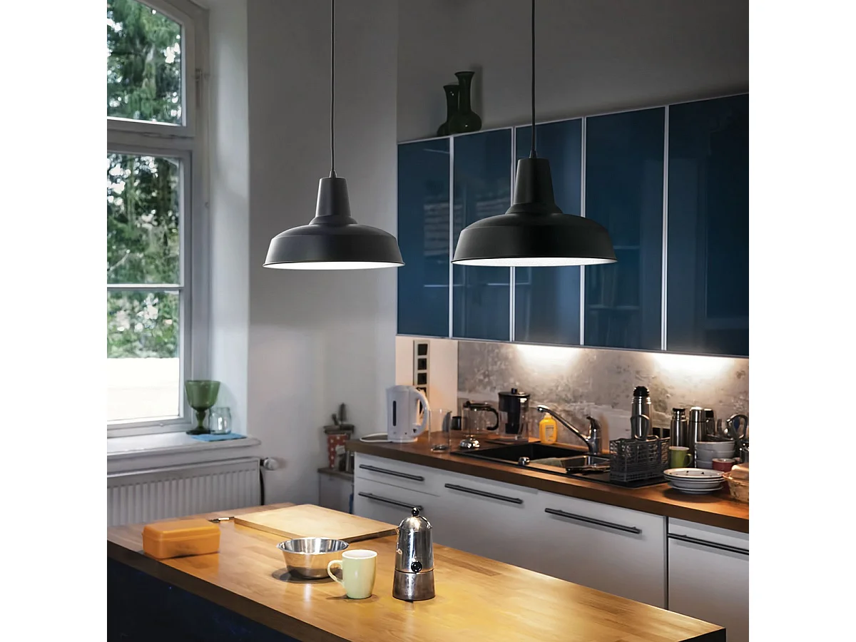 Ideal Lux Moby - 1 licht Dome Deckenanhänger Schwarz, E27