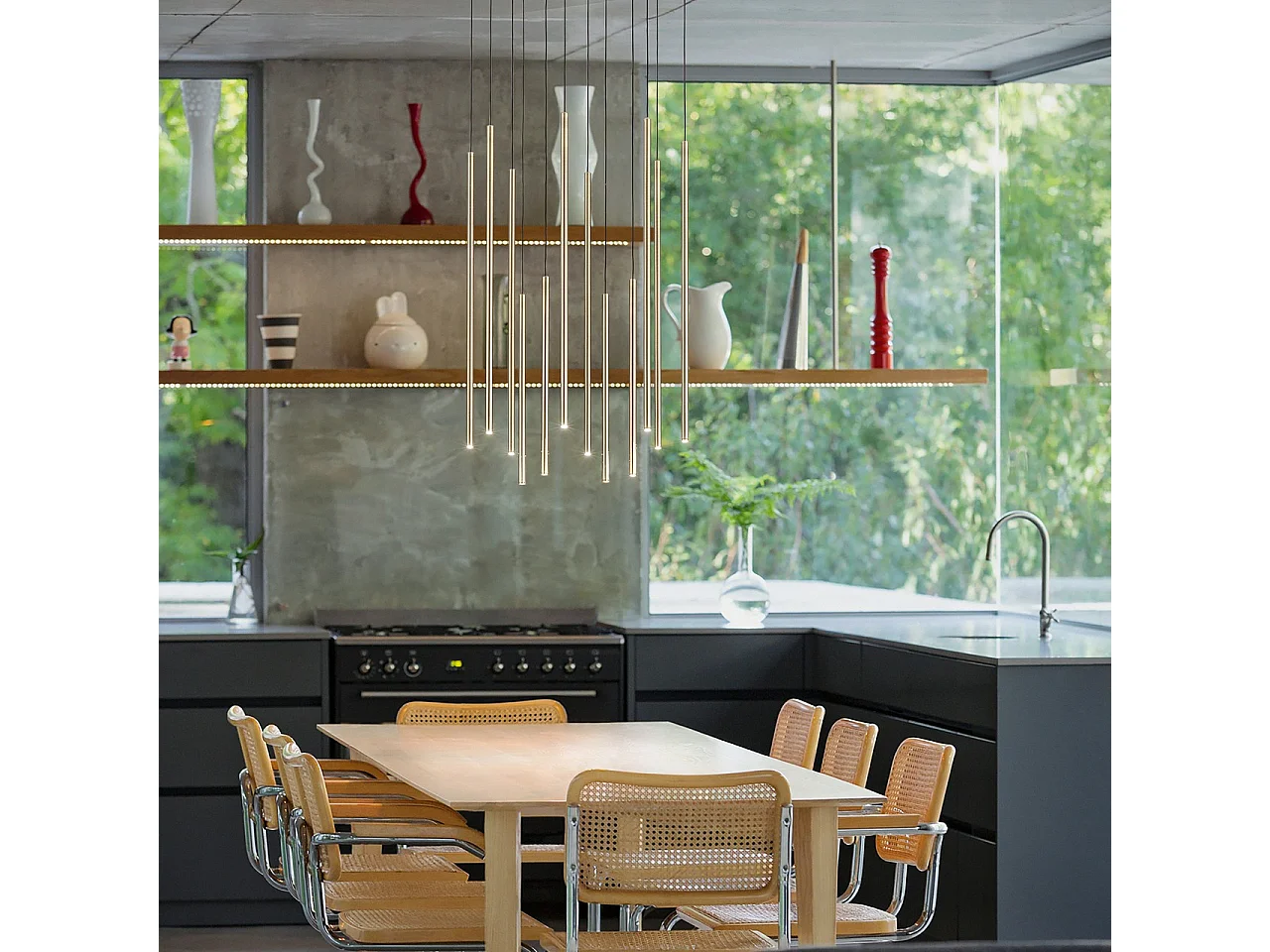 Ideal Lux FILO Dekorative 12-Tropfen-Cluster-Pendel-Deckenleuchte Messing 3000K