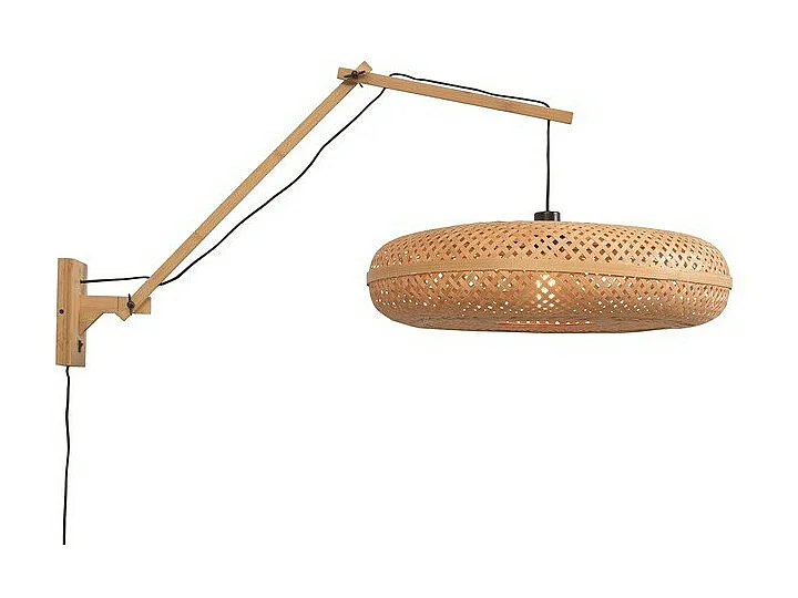 Applique en bambou avec bras marron et abat-jour marron