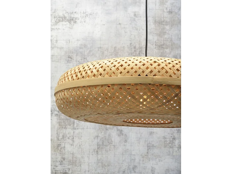 Applique en bambou avec bras marron et abat-jour marron