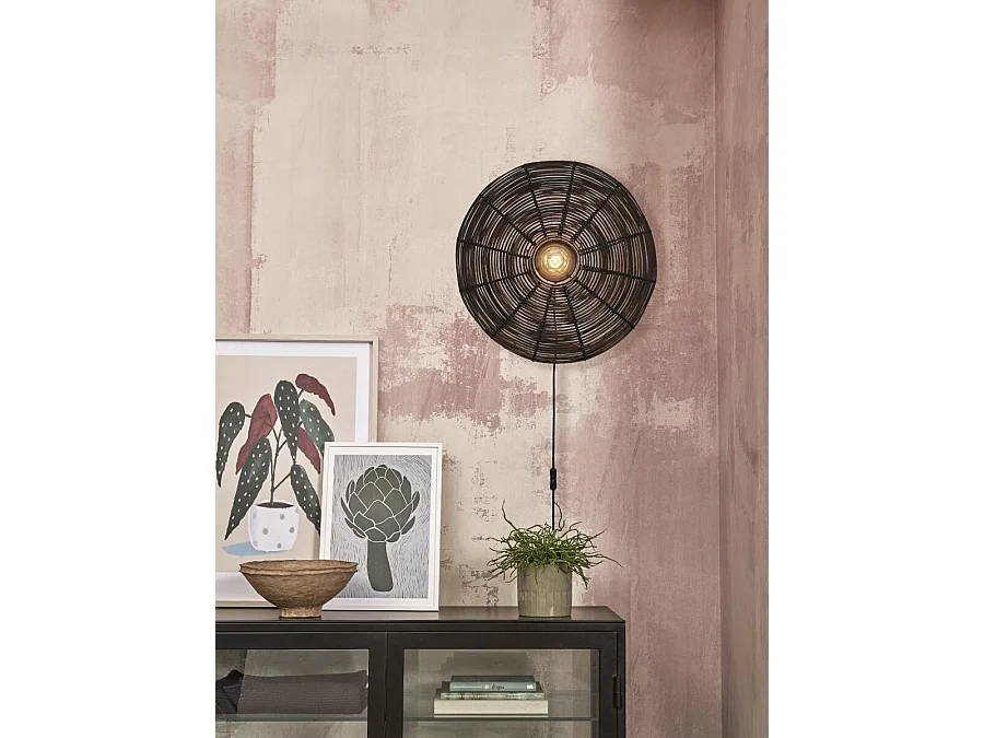 Applique en bambou et rotin noir