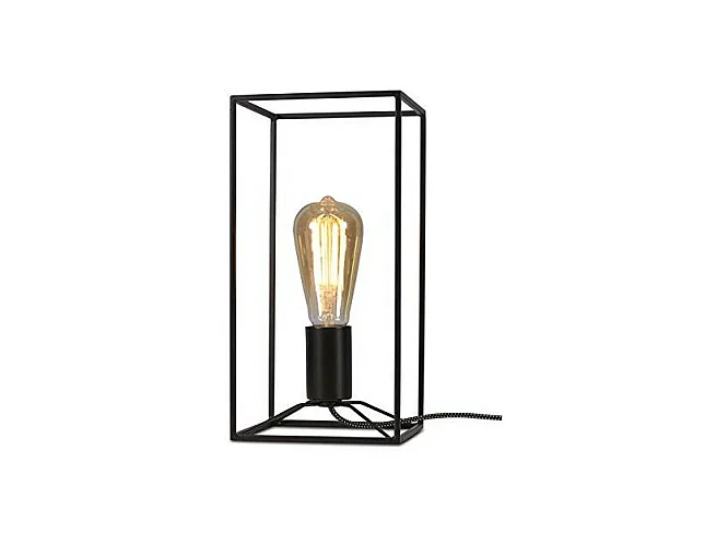 Lampe de table rectangulaire verticale noire en métal