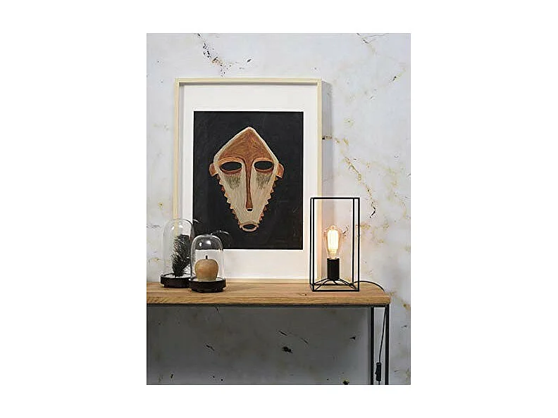 Lampe de table rectangulaire verticale noire en métal