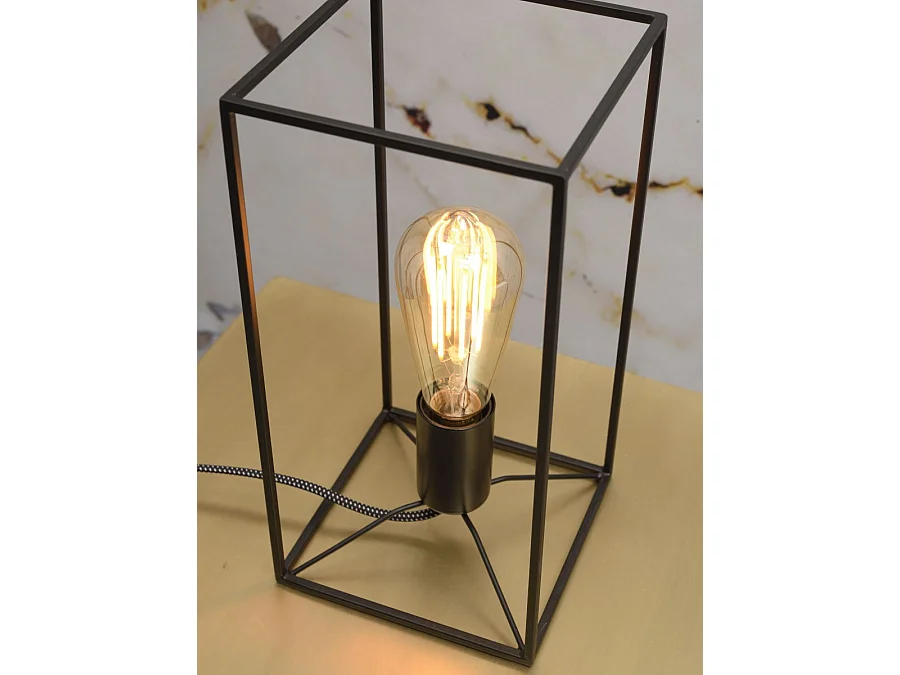 Lampe de table rectangulaire verticale noire en métal