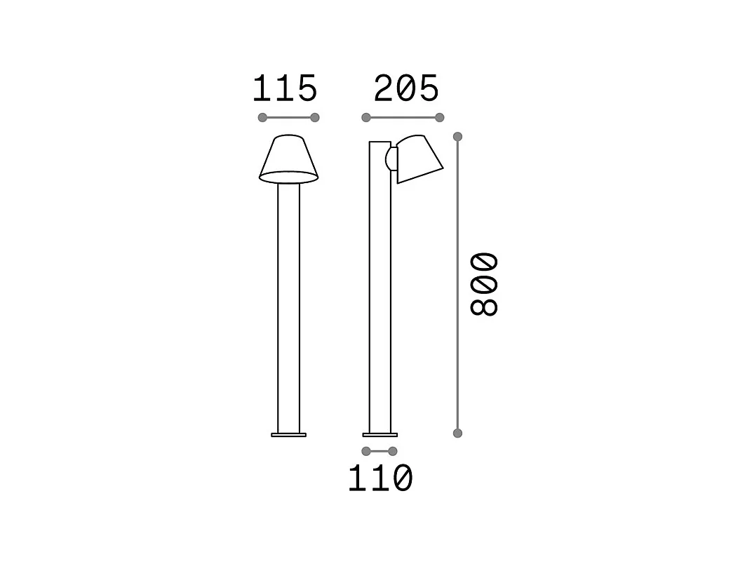 Cilindrische buitenpaal in antraciet aluminium
