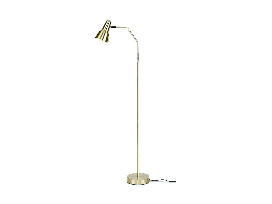 Lampadaire en métal doré avec câble noir