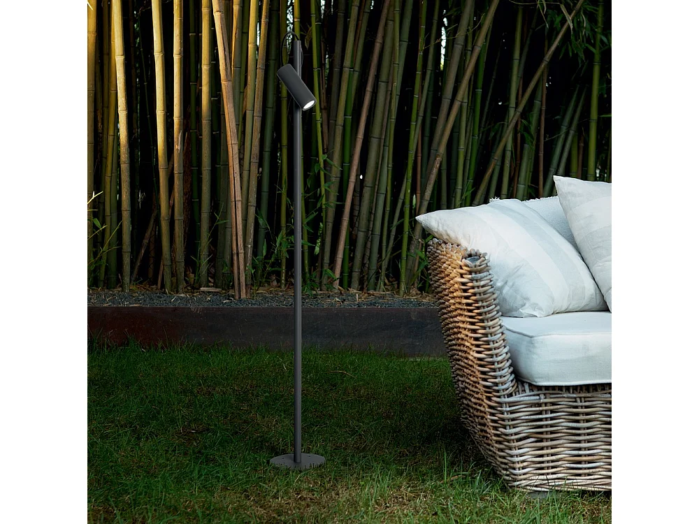 Antraciet aluminium vloerlamp/paal met LED-licht