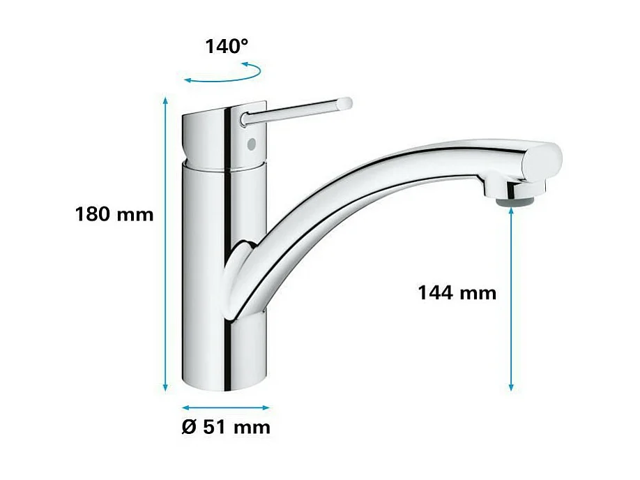 GROHE Swift Chrom Küchenarmatur mit schwenkbarem Auslauf