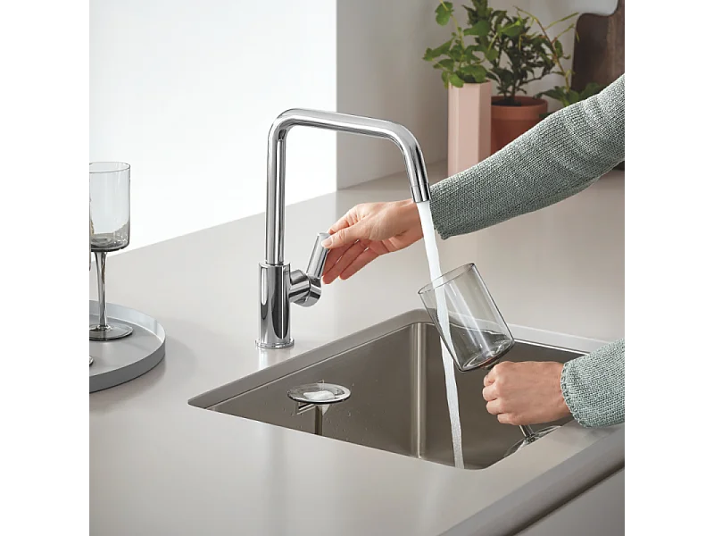 Eengreeps keukenkraan GROHE Start 2021 met hoge uitloop chroom