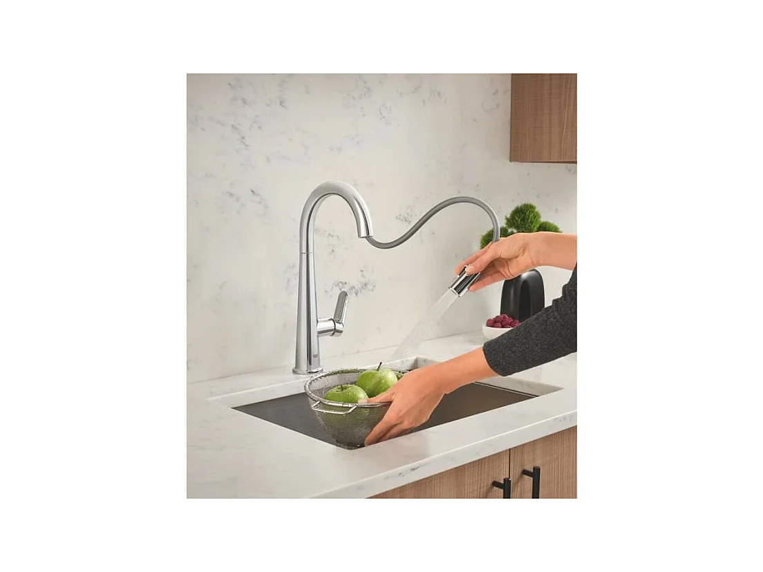 Küchenarmatur GROHE Veletto Quickfix chrom mit herausziehbarer Handbrause