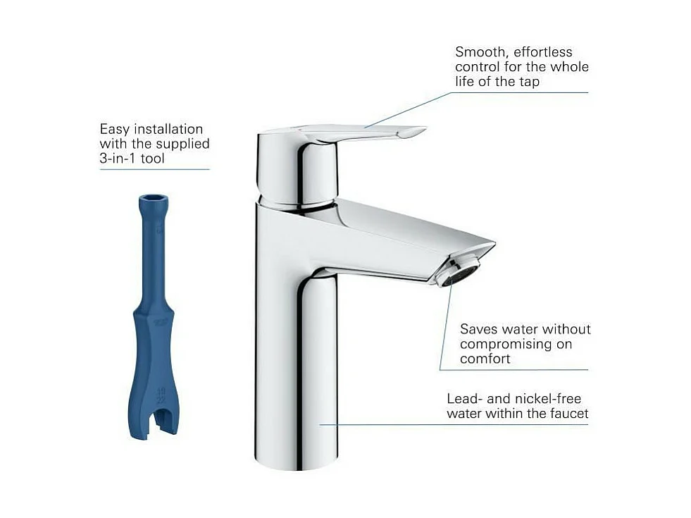 Eengreeps wastafelkraan GROHE Maat M Lichtgrijs