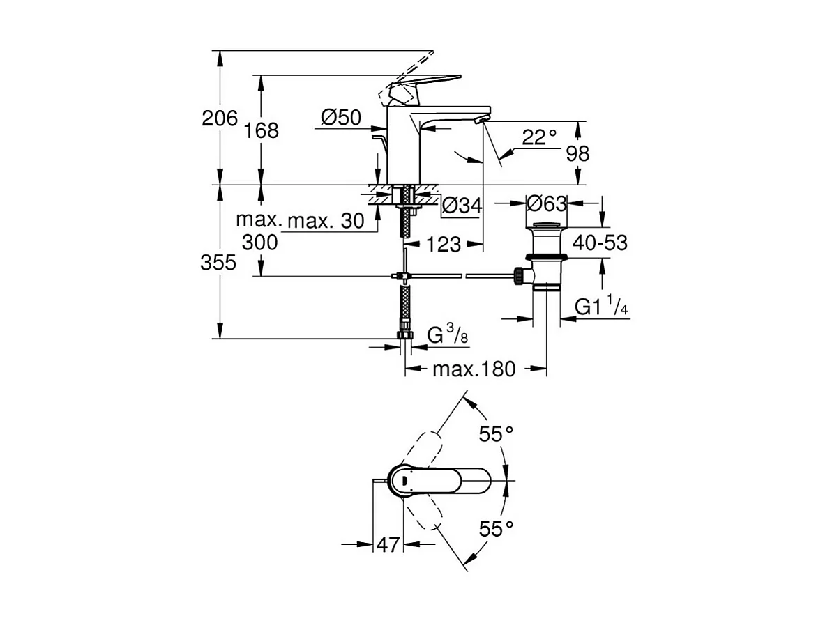 Waschtischarmatur GROHE Eurosmart Cosmopolitan M Chrom - Wassereinsparung - 5 Jahre Garantie