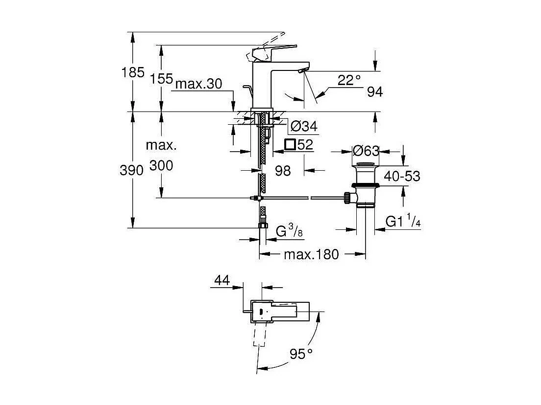 GROHE - Mitigeur monocommande Lavabo - Taille S