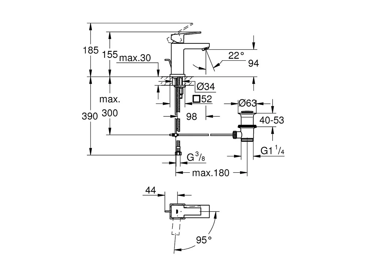 GROHE - Mitigeur monocommande Lavabo - Taille S