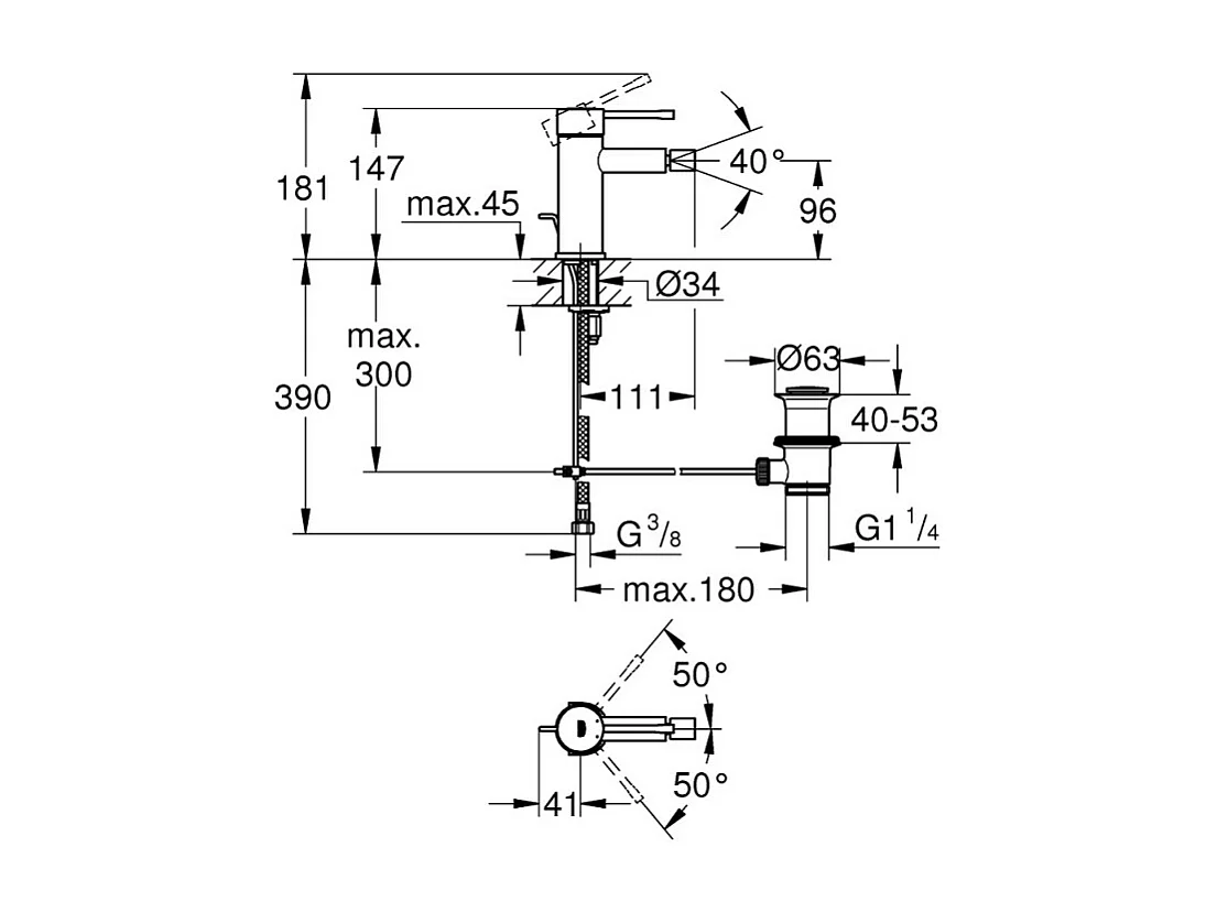 Mitigeur bidet Essence Taille S Grohe