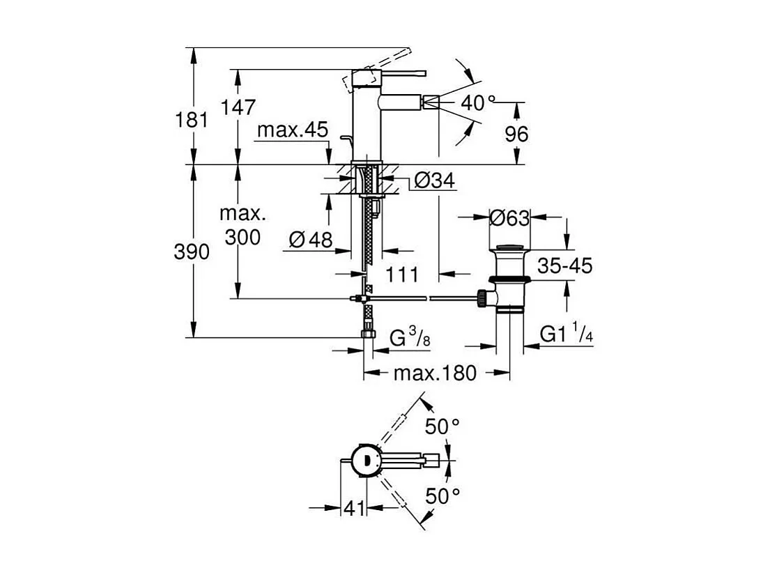 Mitigeur bidet Essence Taille S Grohe