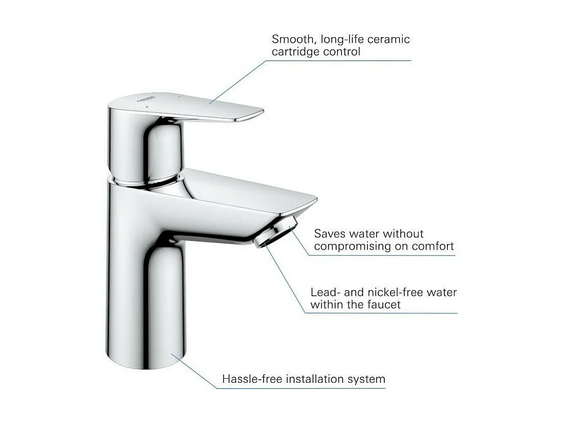 Misturador Monocomando Lavatório GROHE - Tamanho S, Cinza Claro