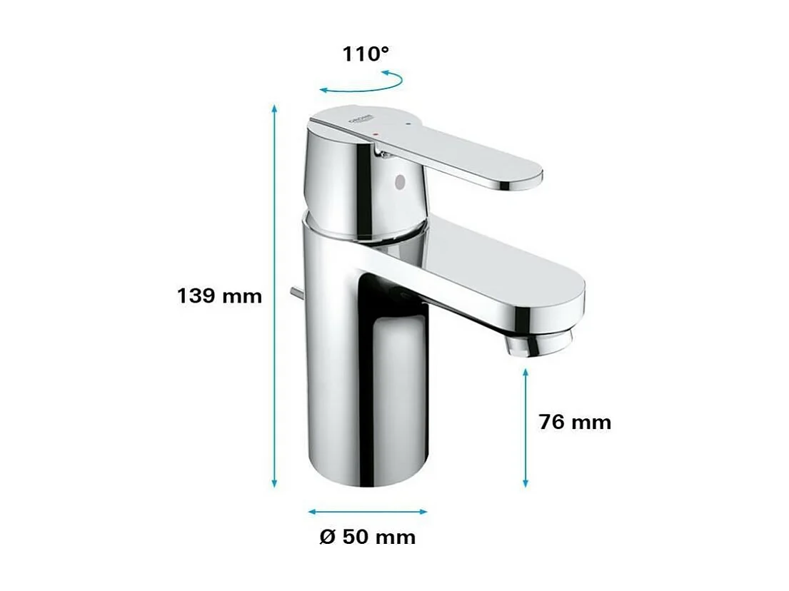 Waschtischmischer GROHE Quickfix Get Größe S Chrom mit Zugstange und Ablaufgarnitur