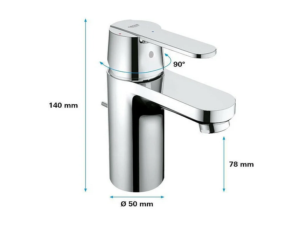 Bateria umywalkowa GROHE Quickfix Get Rozmiar S z wyciąganą wylewką i odpływem