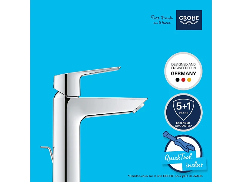 Miscelatore monocomando Lavabo GROHE Taglia M Grigio Chiaro