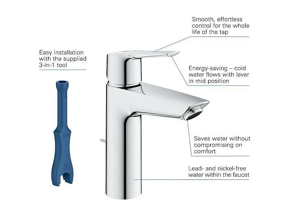 Einhand-Waschtischbatterie GROHE Größe M Hellgrau