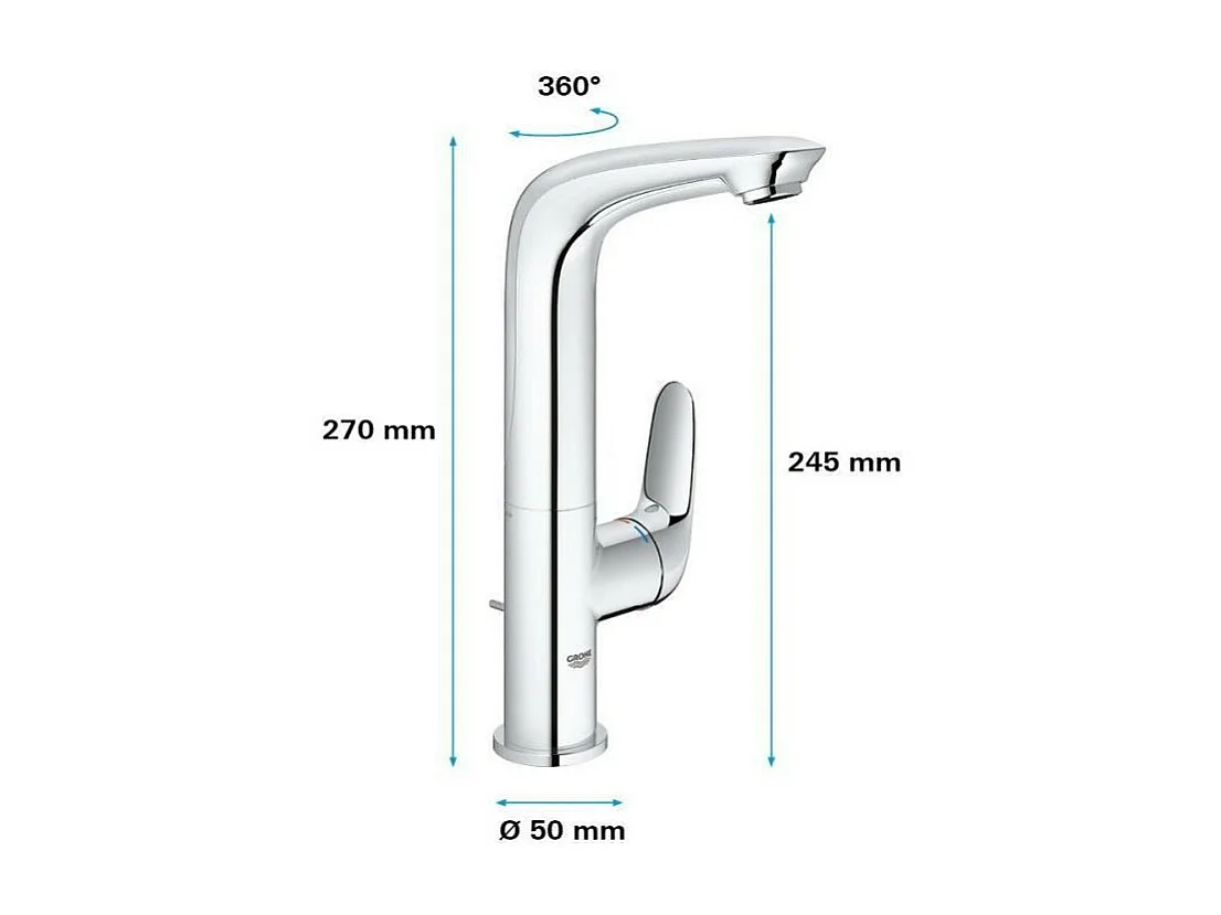 Waschtischbatterie GROHE Quickfix Wave 2015 mit Zugstange Größe L