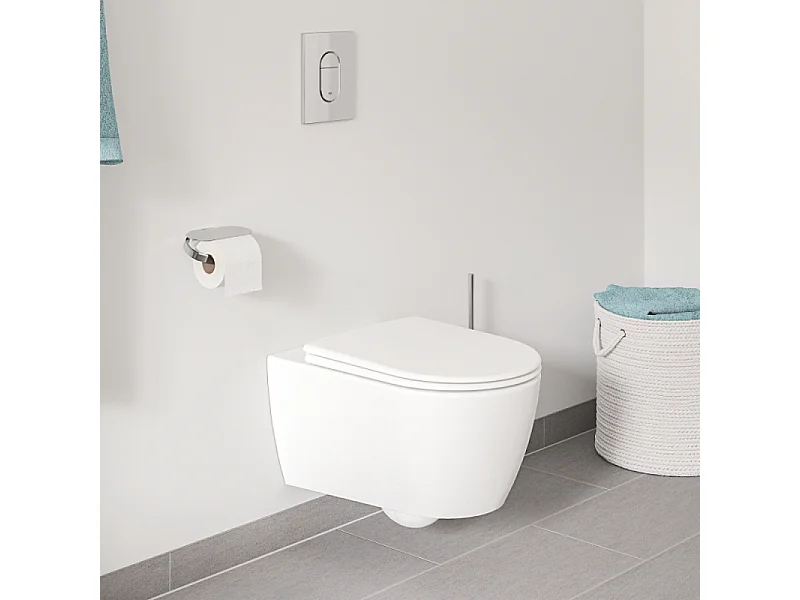 Grohe Pack WC suspendu sans bride Essence + abattant + plaque chromée + bâti Grohe