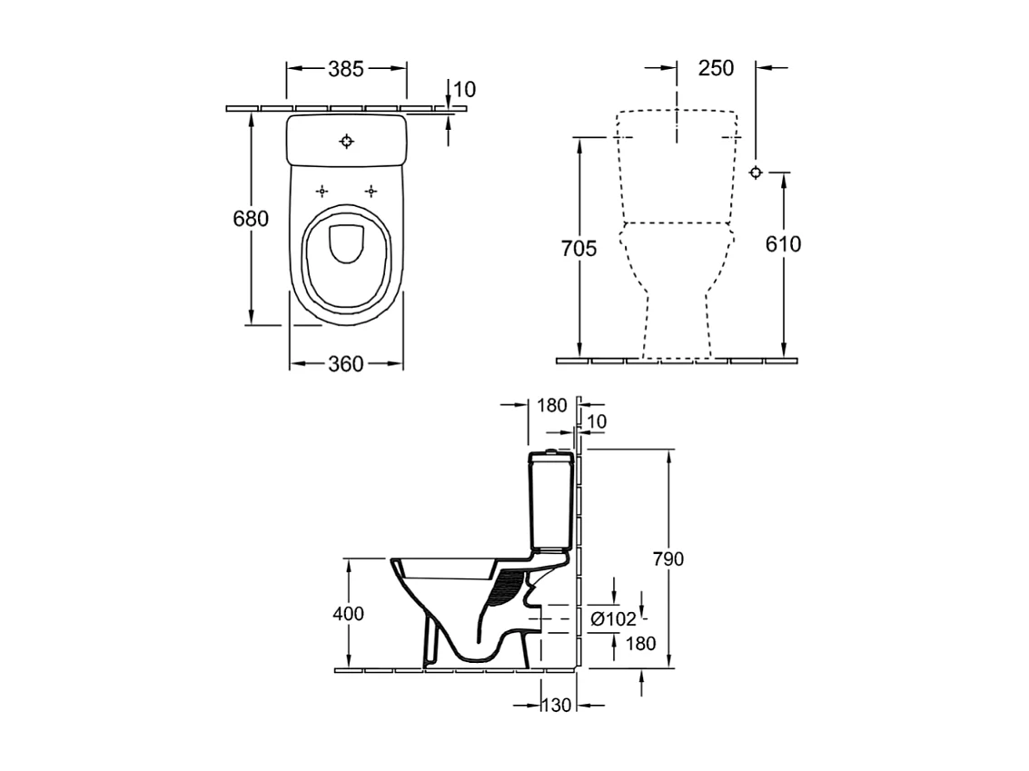 WC à poser sortie horizontale VILLEROY & BOCH O.novo Plus avec abattant frein de chute déclipsable