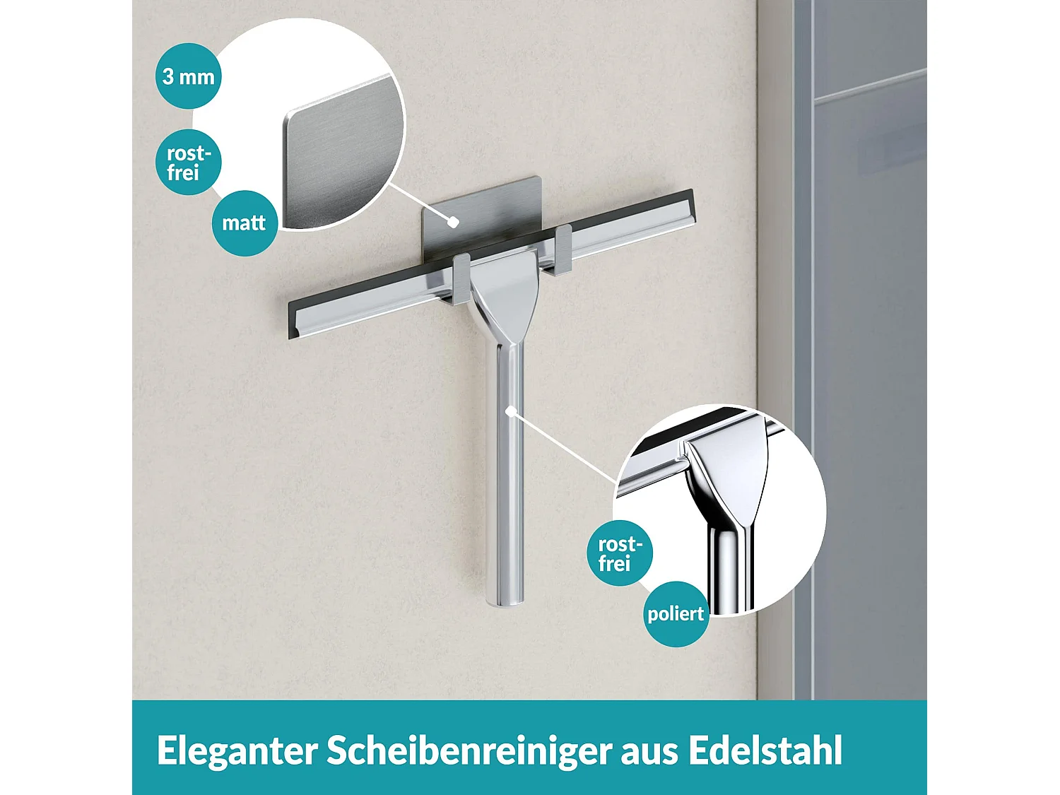 WEISSENSTEIN Duschabzieher ohne Bohren - Abzieher