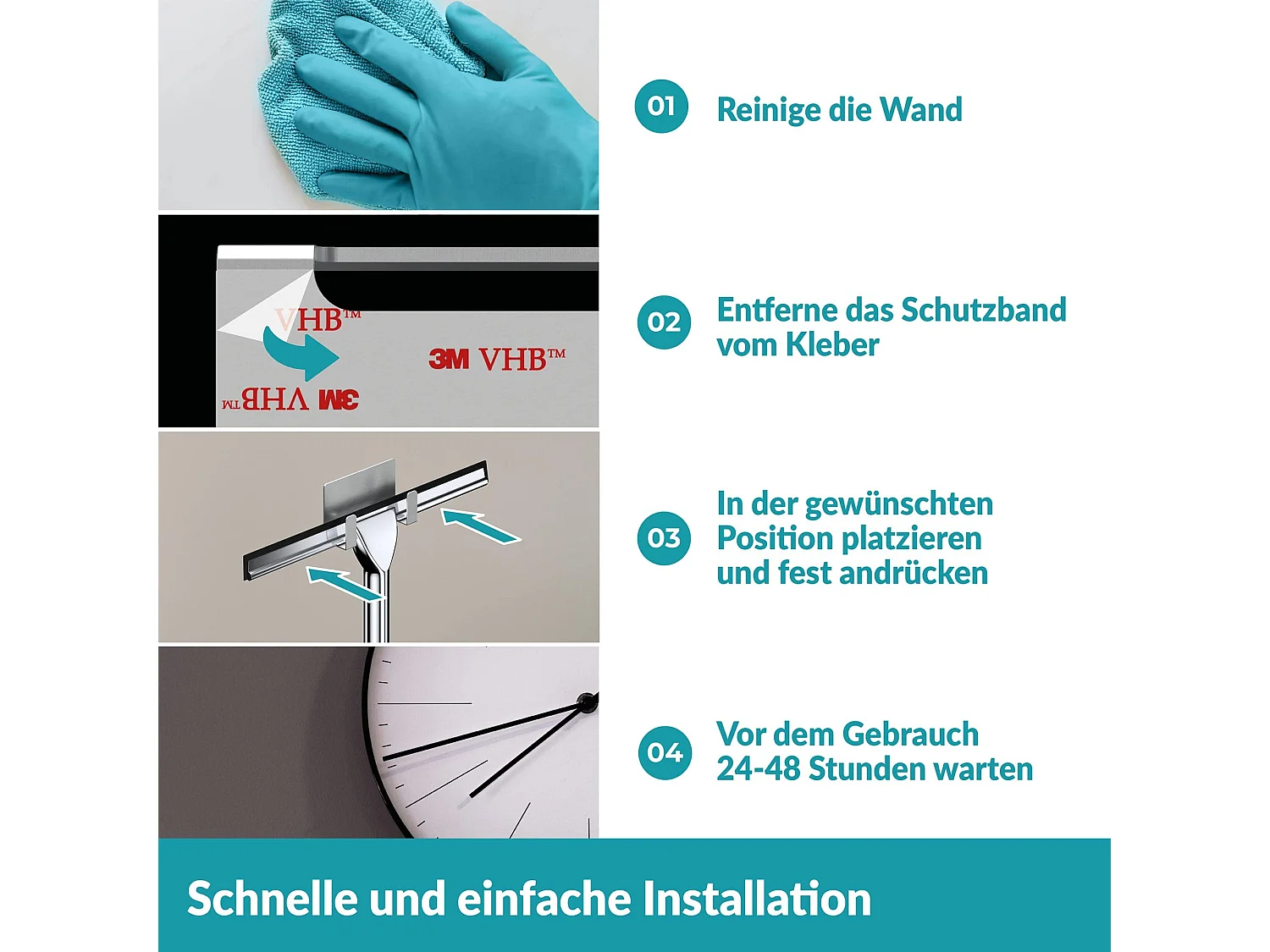 WEISSENSTEIN Duschabzieher ohne Bohren - Abzieher