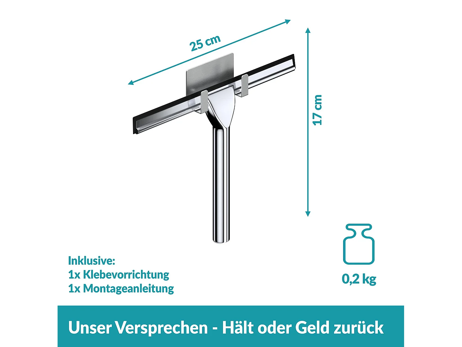 WEISSENSTEIN Duschabzieher ohne Bohren - Abzieher