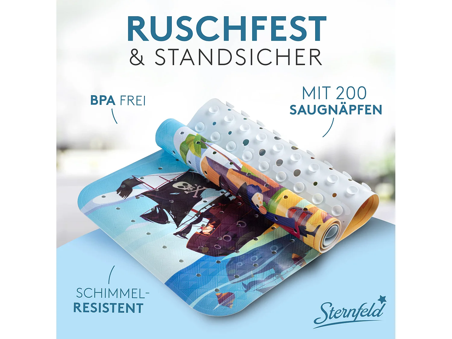 Sternfeld Badewannenmatte rutschfest [100x40 cm] -