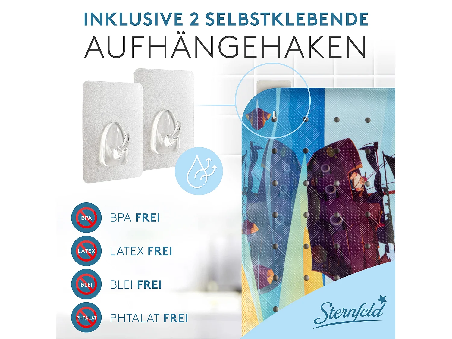 Sternfeld Badewannenmatte rutschfest [100x40 cm] -