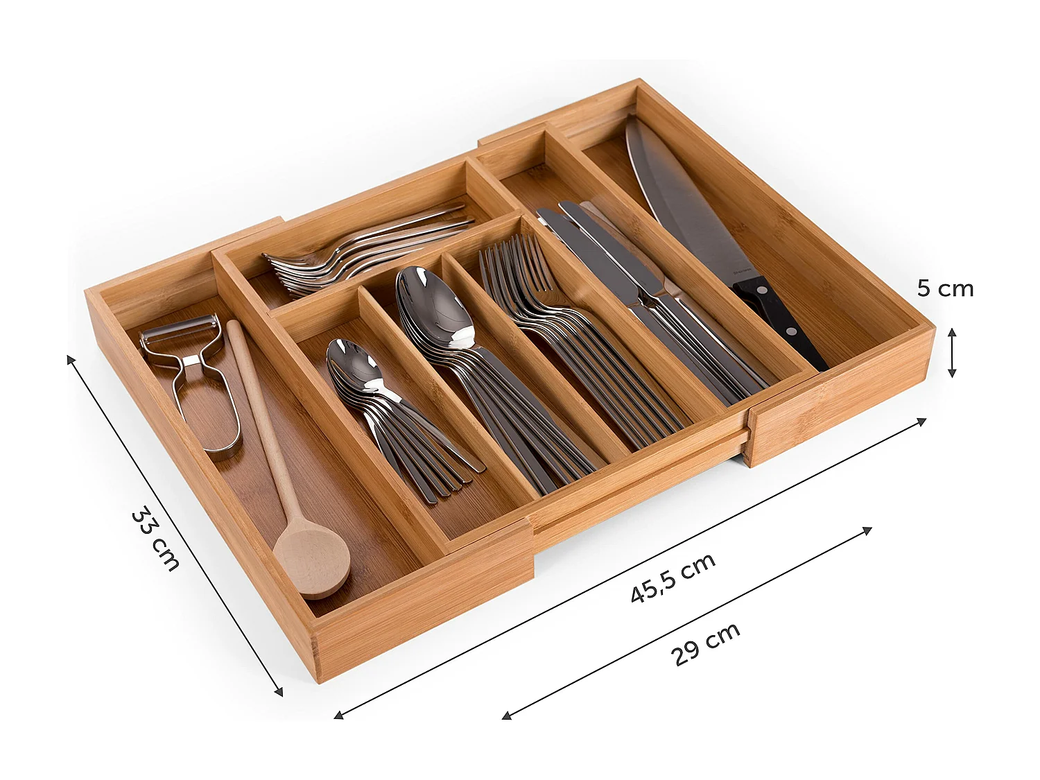 Blumtal Besteckkasten Schublade aus Bambus -
