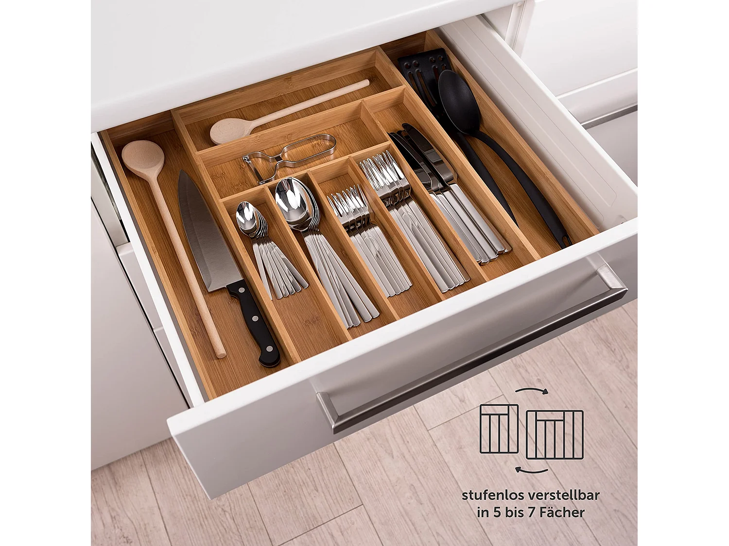 Blumtal Besteckkasten Schublade aus Bambus -