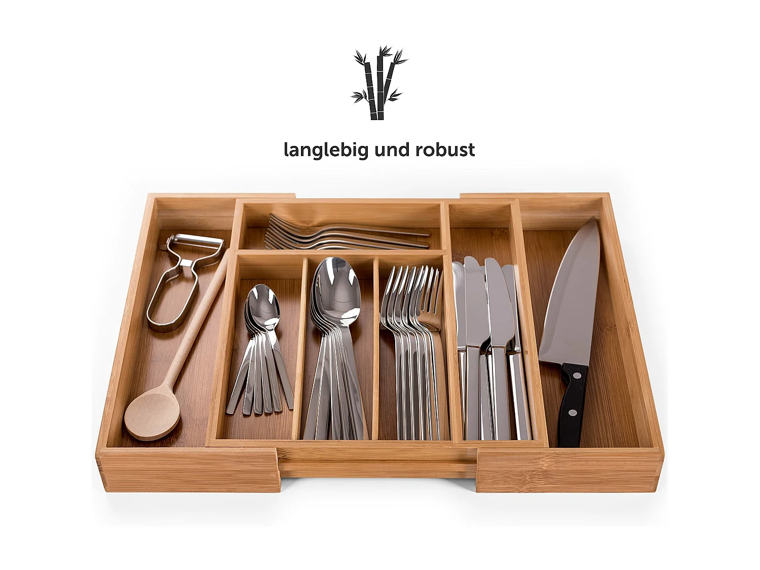 Blumtal Besteckkasten Schublade aus Bambus -