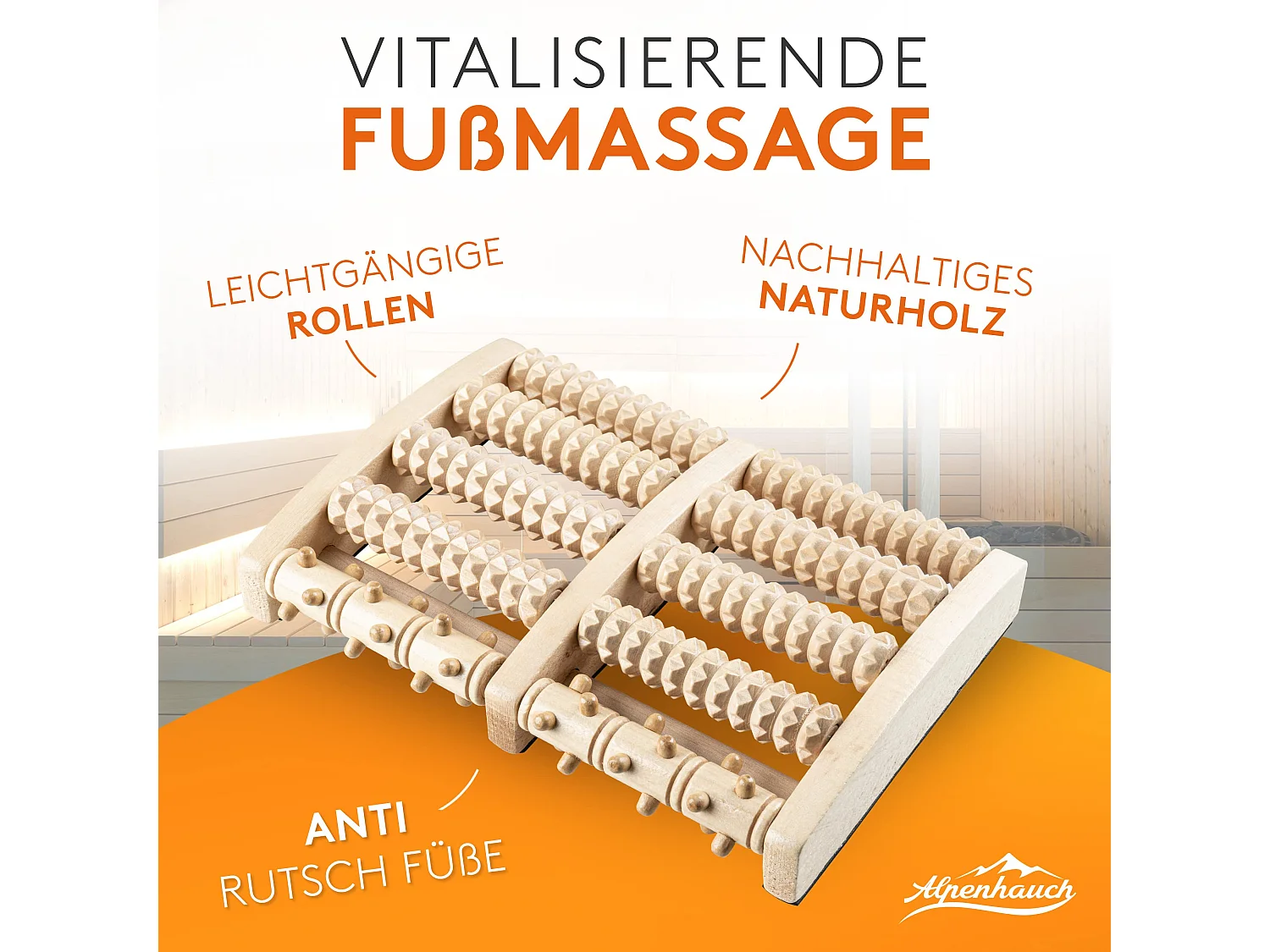 ALPENHAUCH - Fußmassageroller aus Echtholz mit