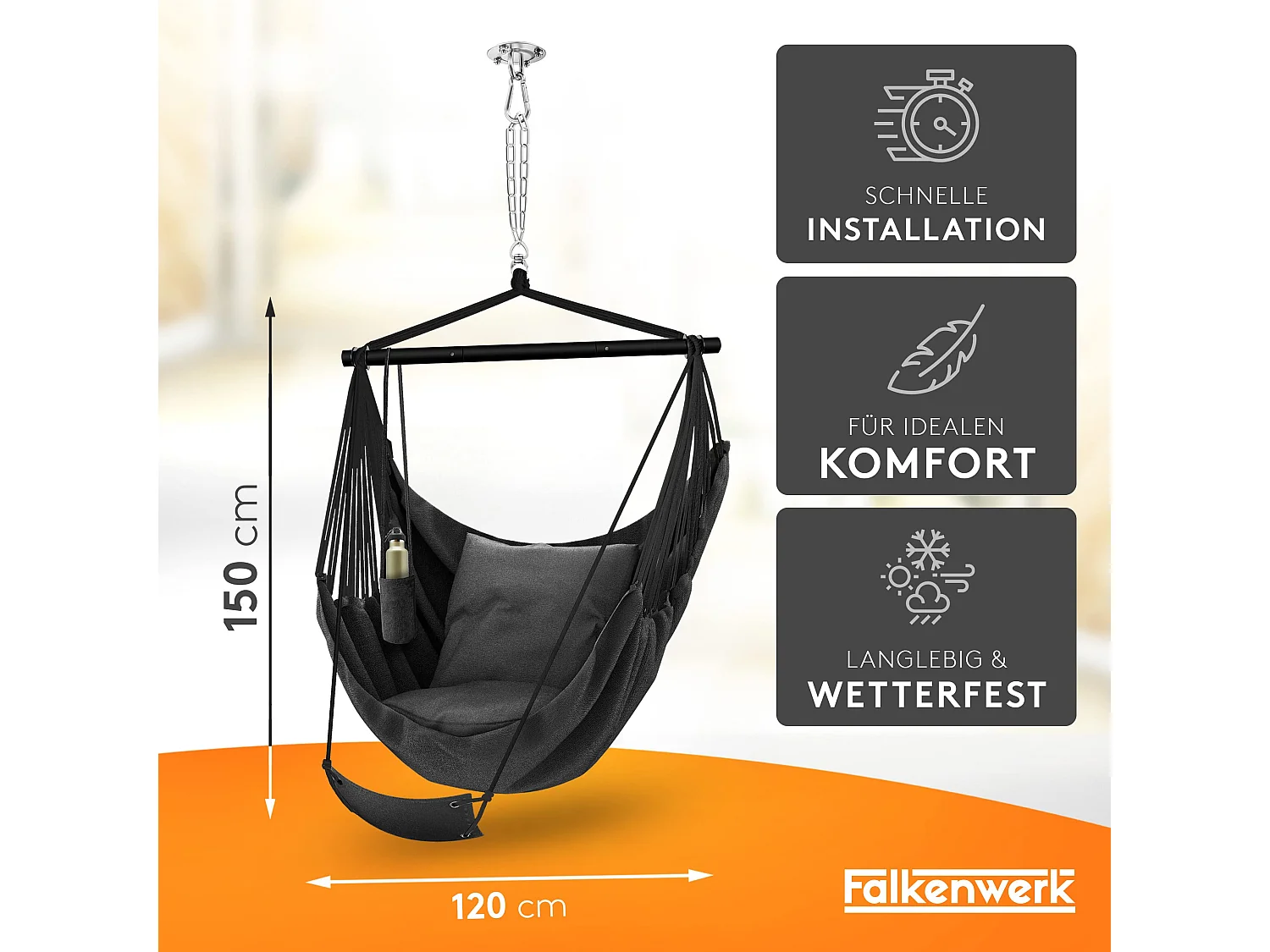 FALKENWERK - Hängesessel mit Fußstütze - Ultra