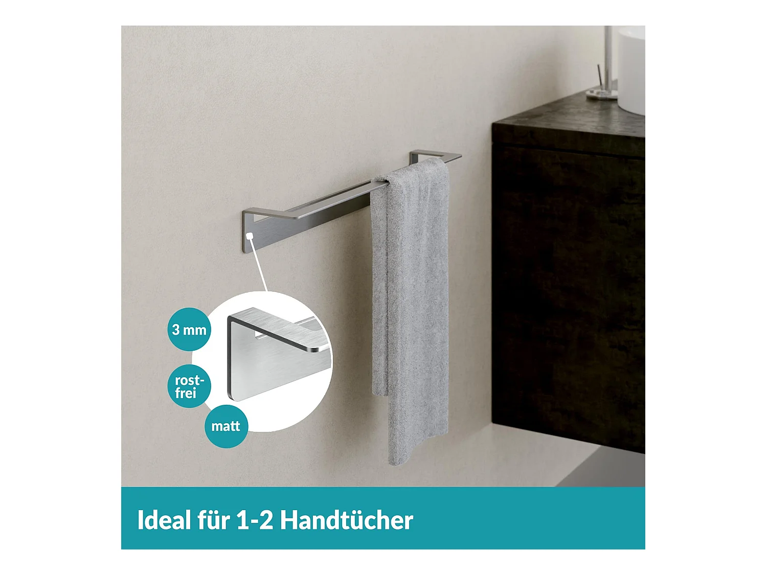 WEISSENSTEIN Handtuchhalter Ohne Bohren - 45cm -