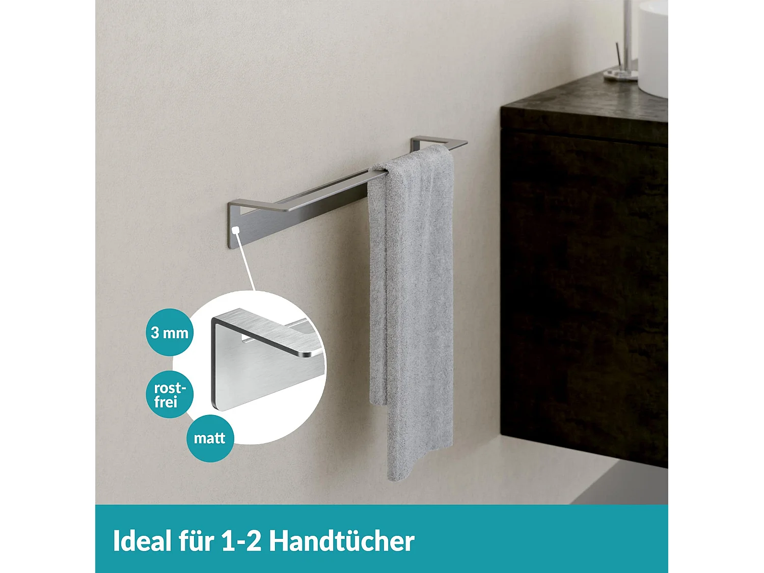 WEISSENSTEIN Handtuchhalter Ohne Bohren - 45cm -