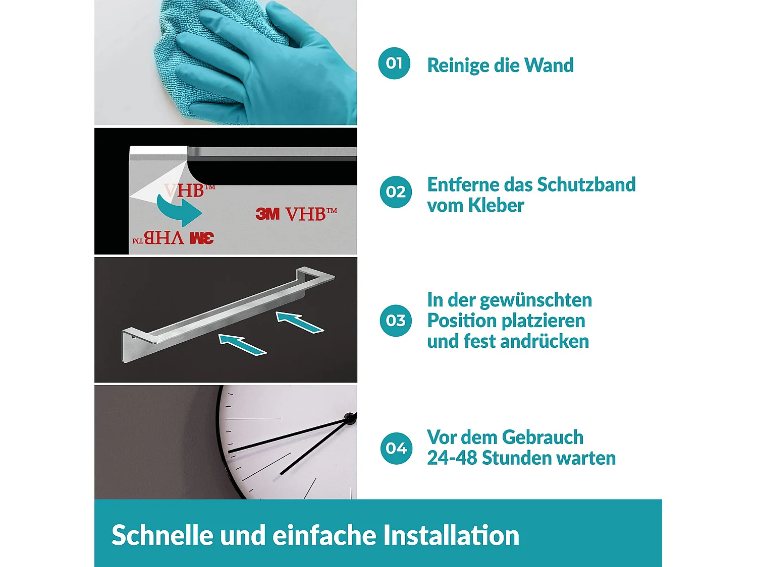 WEISSENSTEIN Handtuchhalter Ohne Bohren - 45cm -