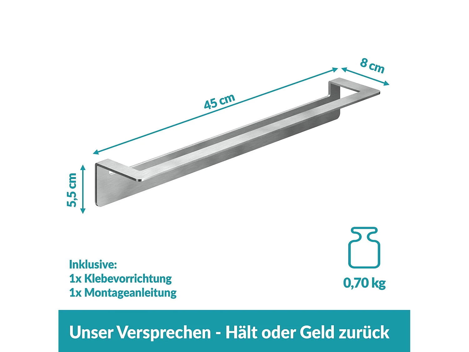 WEISSENSTEIN Handtuchhalter Ohne Bohren - 45cm -