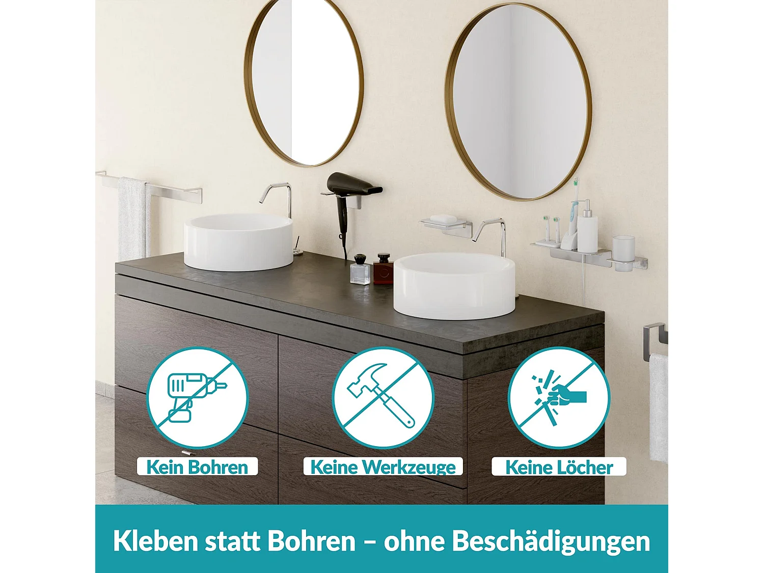 WEISSENSTEIN Handtuchhalter Ohne Bohren - 45cm -